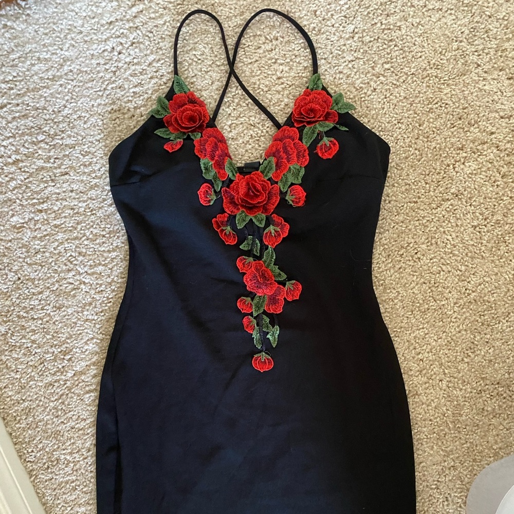 Windsor Dress with Rose appliqué